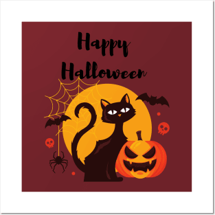 Happy Halloween Cat and friends Posters and Art